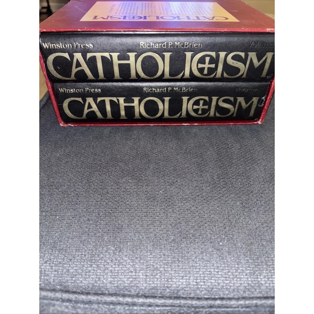 2 Book Set of Catholicism by Richard P McBrien - Leather Hardcover Religious